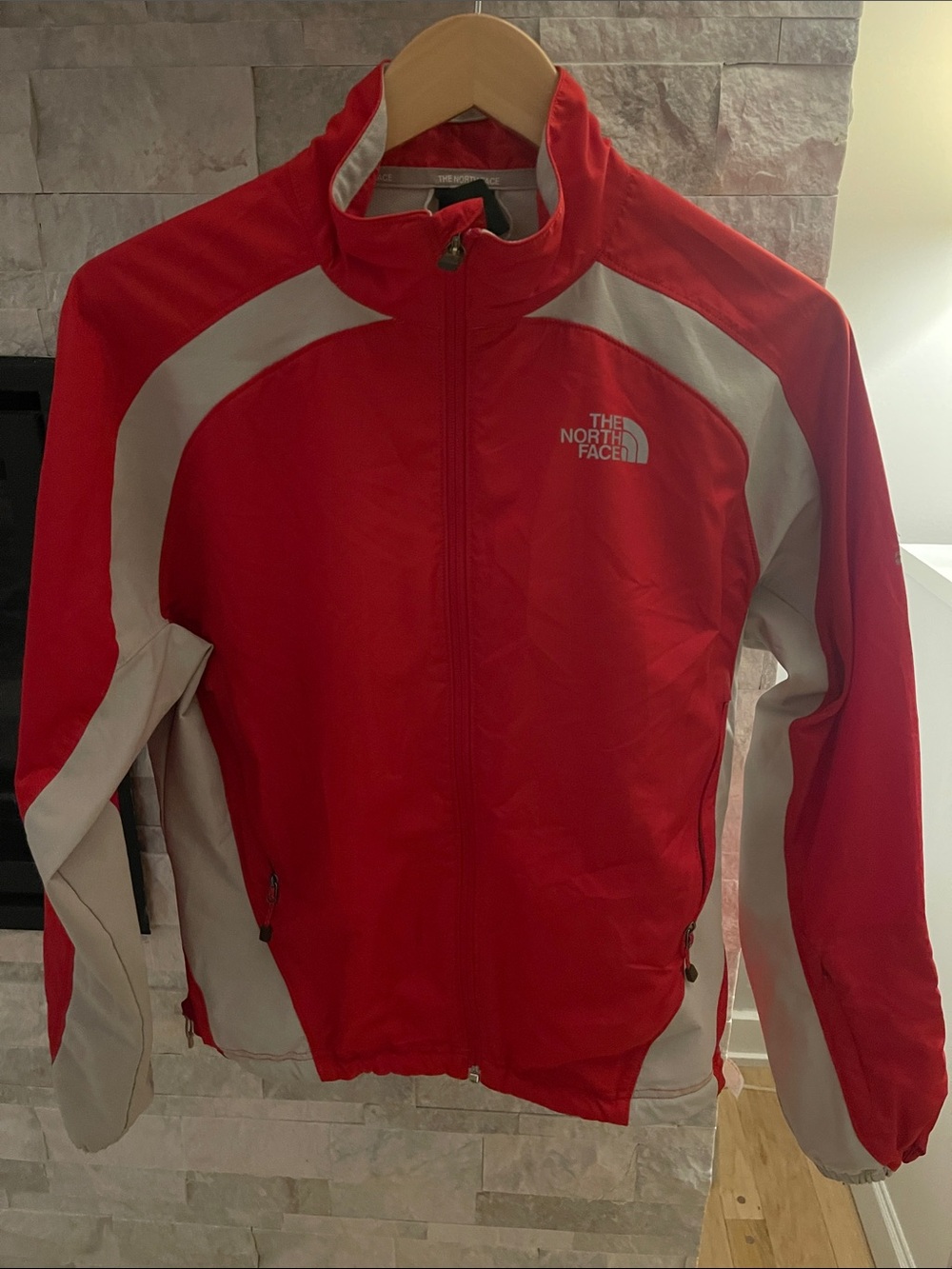The North Face Red and White Windbreaker Jacket
